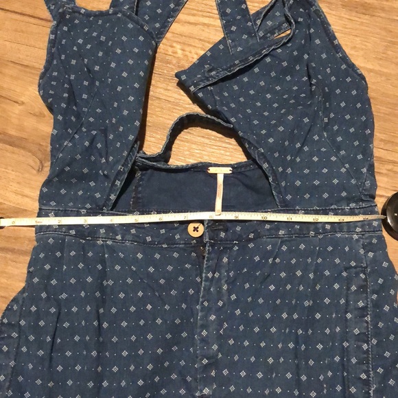 Free People patterned denim overall romper - Picture 7 of 7